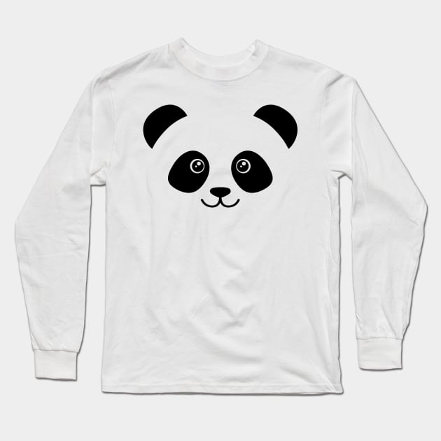 Cute Panda Face Long Sleeve T-Shirt by monolusi